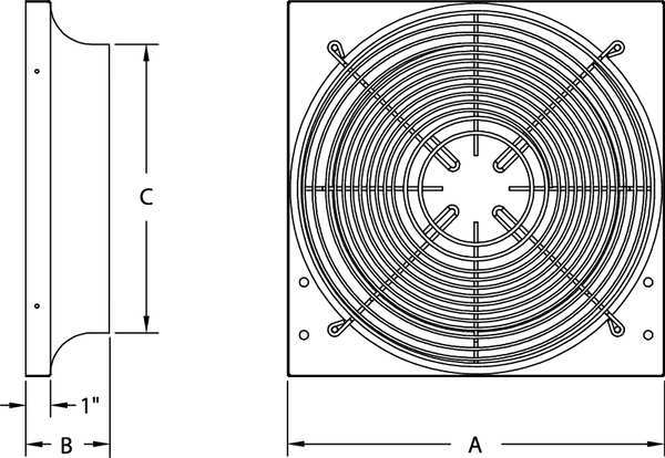 Exhaust Fan Venturi Frame, 12x12, Galv