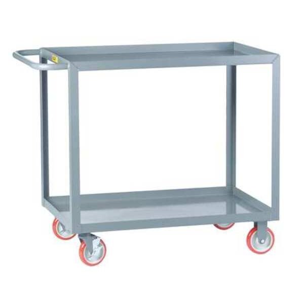 Steel Flat Handle Utility Cart, 2 Shelves, 1,200 lb