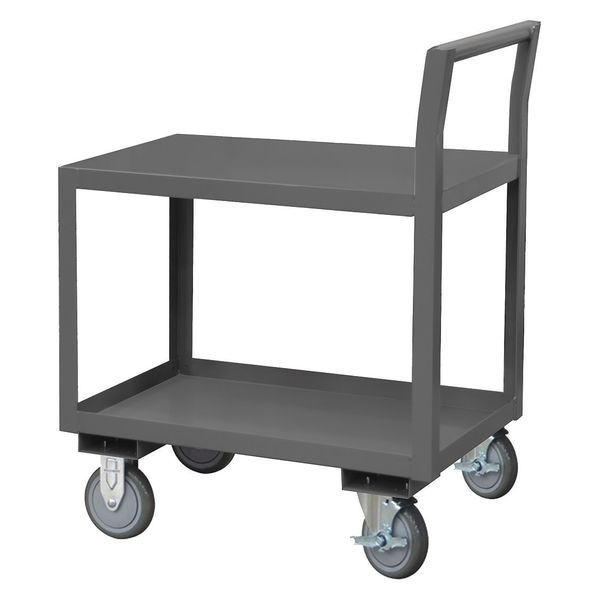Steel Low-Profile Utility Cart with Lipped & Flush Metal Shelves, Raised, 2 Shelves, 1,200 lb