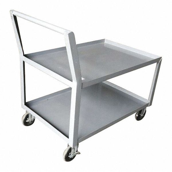 Steel Utility Cart with Lipped Metal Shelves, Raised, 2 Shelves, 1,200 lb