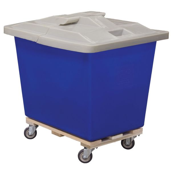 Poly Hinged Lid, 16 Bu, Blue