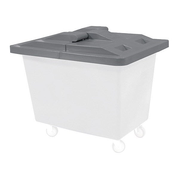 Poly Hinged Lid, 6 Bu, Gray