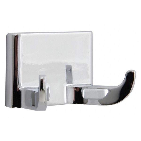 Bathroom Hook, 2 Hook, 1-1/2In D, Chrome