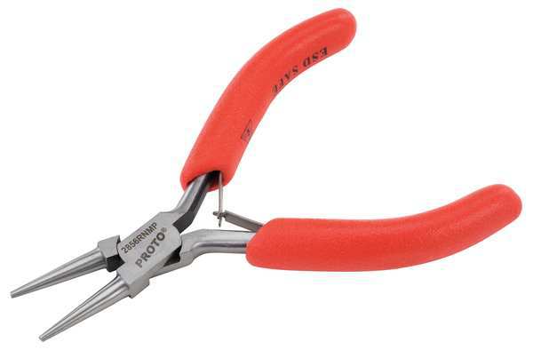 4 1/2 in Round Nose Plier ESD Cushion Grip Handle