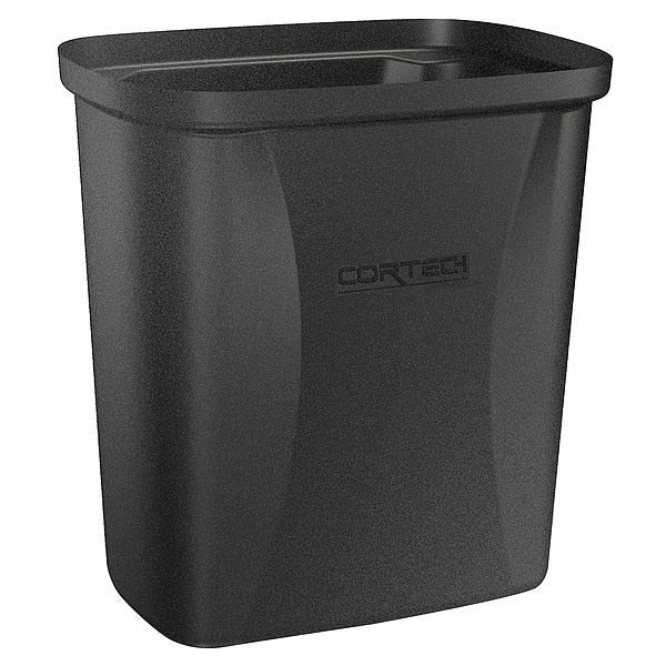 2 1/2 gal Rectangular Correctional Facility Trash Can, Black, 7 3/4 in Dia, None, Polyethylene
