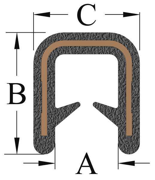 Edge Trim, Alum Clip, 0.26 In W, 250 Ft