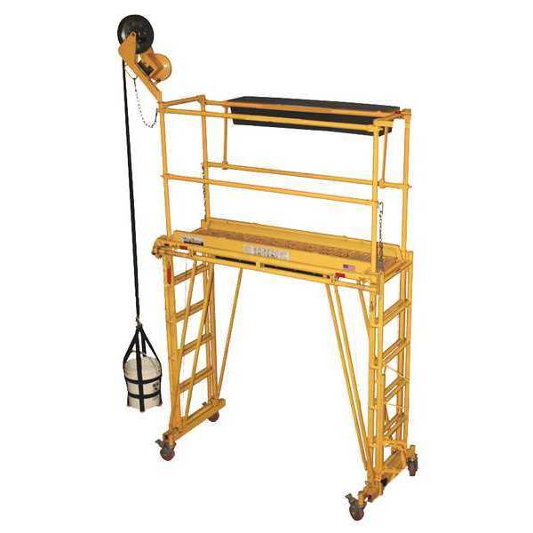 Rolling Work Platform, Steel, 550 lb Load Capacity, 24 in to 132 in Platform Height