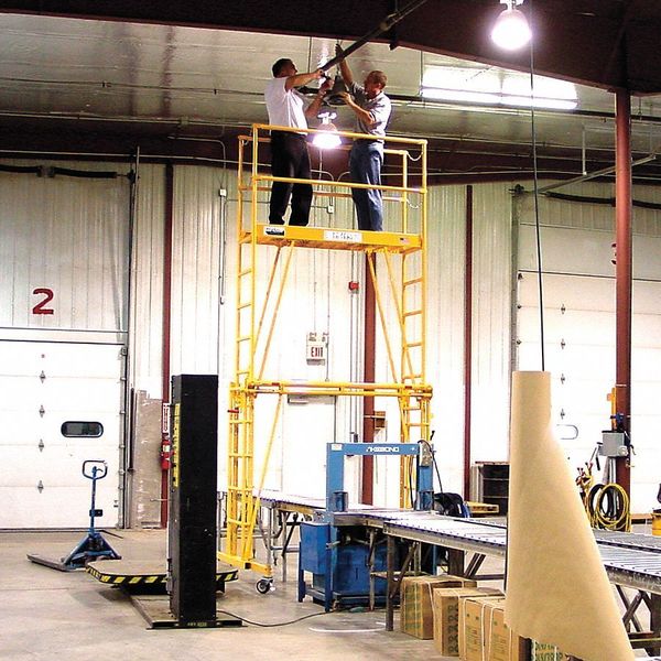 Rolling Work Platform, Steel, 550 lb Load Capacity, 24 in to 132 in Platform Height