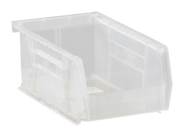 Hang & Stack Storage Bin, Clear, Polypropylene, 7 3/8 in L x 4 1/8 in W x 3 in H