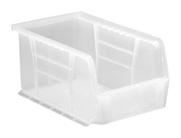 Hang & Stack Storage Bin, Clear, Polypropylene, 9 1/4 in L x 6 in W x 5 in H, 20 lb Load Capacity