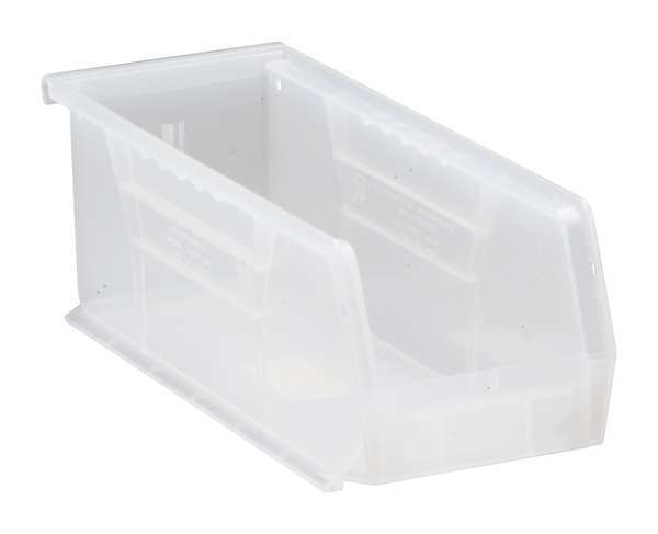 Hang & Stack Storage Bin, Clear, Polypropylene, 10 7/8 in L x 4 1/8 in W x 4 in H