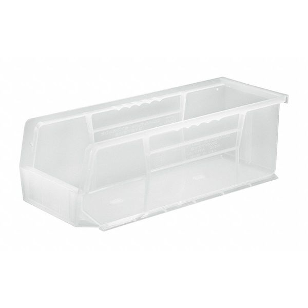 Hang & Stack Storage Bin, Clear, Polypropylene, 14 3/4 in L x 5 1/2 in W x 5 in H