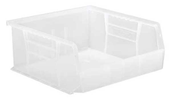 Hang & Stack Storage Bin, Clear, Polypropylene, 10 7/8 in L x 11 in W x 5 in H, 50 lb Load Capacity