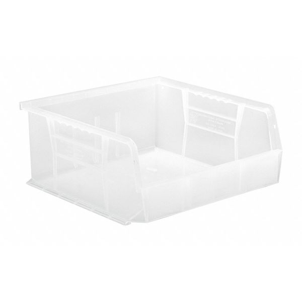 Hang & Stack Storage Bin, Clear, Polypropylene, 10 7/8 in L x 11 in W x 5 in H, 50 lb Load Capacity