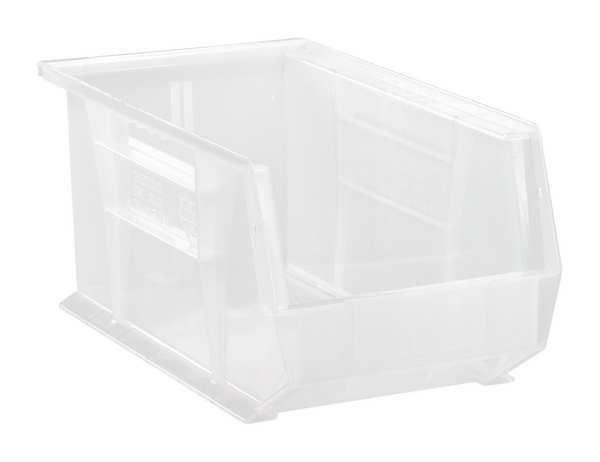 Hang & Stack Storage Bin, Clear, Polypropylene, 14 3/4 in L x 8 1/4 in W x 7 in H