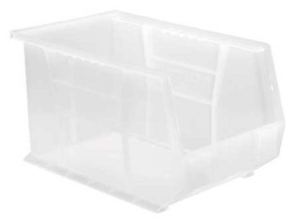 Hang & Stack Storage Bin, Clear, Polypropylene, 13 5/8 in L x 8 1/4 in W x 8 in H