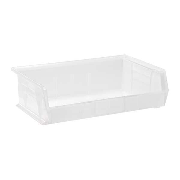 Hang & Stack Storage Bin, Clear, Polypropylene, 10 7/8 in L x 16 1/2 in W x 5 in H