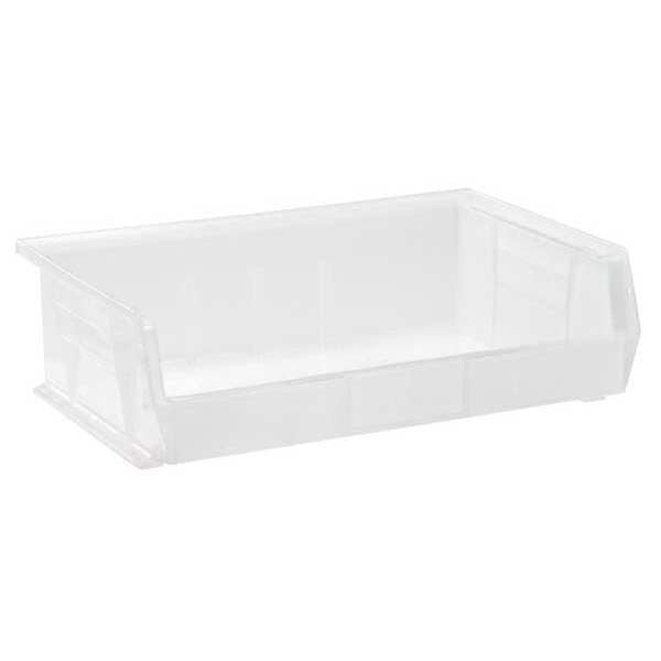 Hang & Stack Storage Bin, Clear, Polypropylene, 10 7/8 in L x 16 1/2 in W x 5 in H