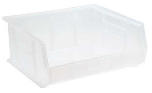Hang & Stack Storage Bin, Clear, Polypropylene, 14 3/4 in L x 16 1/2 in W x 7 in H