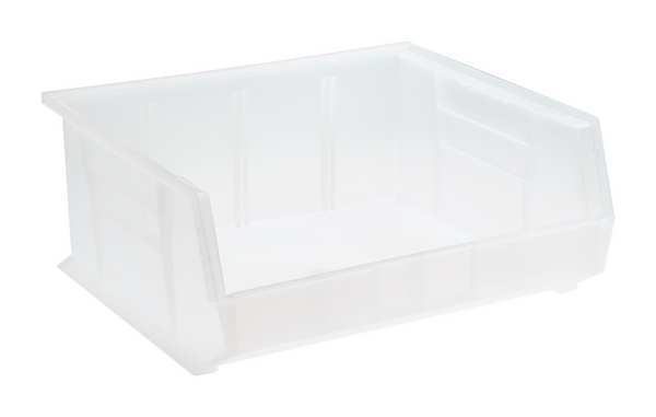 Hang & Stack Storage Bin, Clear, Polypropylene, 14 3/4 in L x 16 1/2 in W x 7 in H
