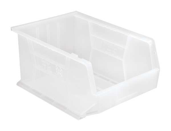 Hang & Stack Storage Bin, Clear, Polypropylene, 16 in L x 11 in W x 8 in H, 75 lb Load Capacity