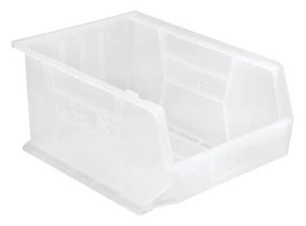 Hang & Stack Storage Bin, Clear, Polypropylene, 16 in L x 11 in W x 8 in H, 75 lb Load Capacity