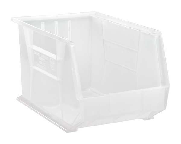 Hang & Stack Storage Bin, Clear, Polypropylene, 18 in L x 11 in W x 10 in H, 75 lb Load Capacity
