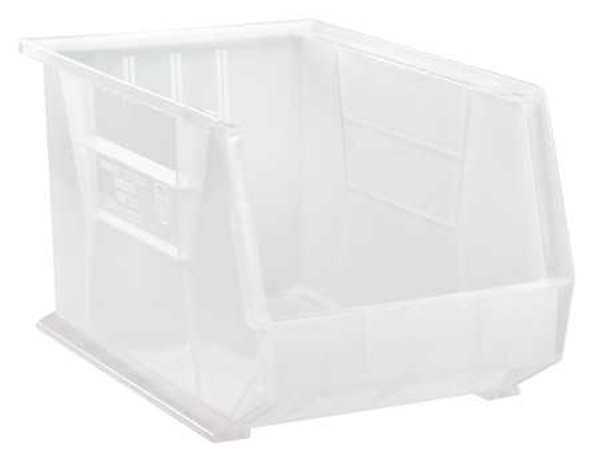 Hang & Stack Storage Bin, Clear, Polypropylene, 18 in L x 11 in W x 10 in H, 75 lb Load Capacity