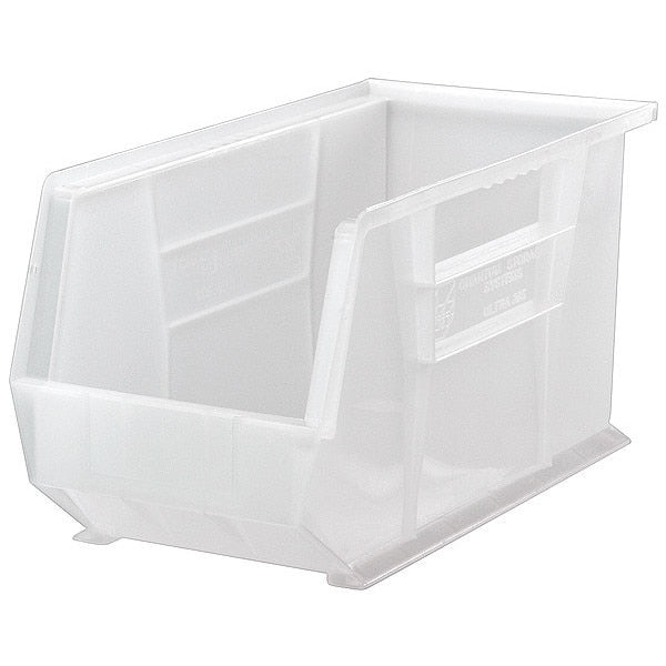 Hang & Stack Storage Bin, Clear, Polypropylene, 18 in L x 8 1/4 in W x 9 in H, 60 lb Load Capacity