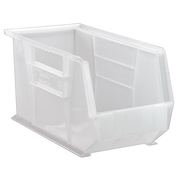 Hang & Stack Storage Bin, Clear, Polypropylene, 18 in L x 8 1/4 in W x 9 in H, 60 lb Load Capacity