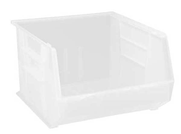 Hang & Stack Storage Bin, Clear, Polypropylene, 18 in L x 16 1/2 in W x 11 in H