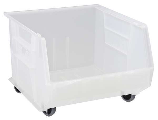 Hang & Stack Storage Bin, Clear, Polypropylene, 18 in L x 16 1/2 in W x 11 in H