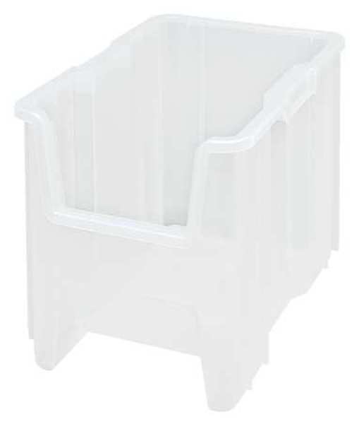 Storage Bin, Clear, Polypropylene, 17 1/2 in L x 10 7/8 in W x 12 1/2 in H, 100 lb Load Capacity
