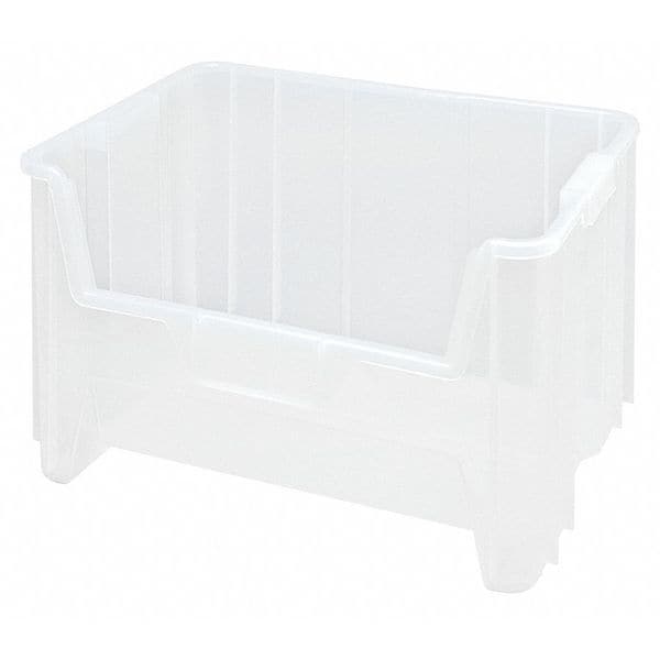Storage Bin, Clear, Polypropylene, 15 1/4 in L x 19 7/8 in W x 12 1/2 in H, 100 lb Load Capacity