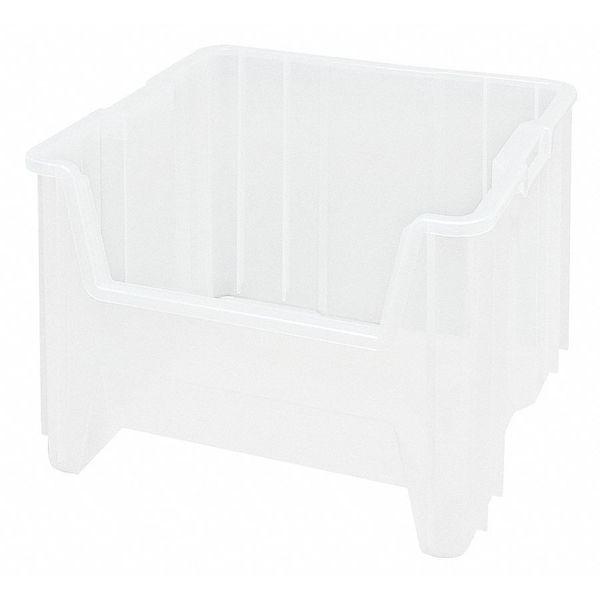Storage Bin, Clear, Polypropylene, 17 1/2 in L x 16 1/2 in W x 12 1/2 in H, 100 lb Load Capacity