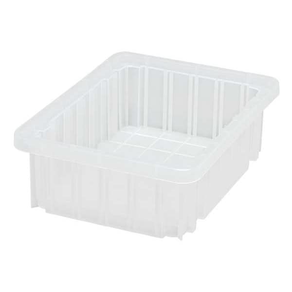 Divider Box, Clear, Polypropylene, 10 7/8 in L, 8 1/4 in W, 3 1/2 in H, 0.1 cu ft Volume Capacity