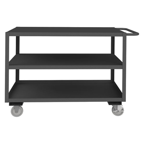 Steel Utility Cart with Lipped & Flush Metal Shelves, Flat, 3 Shelves, 1,200 lb