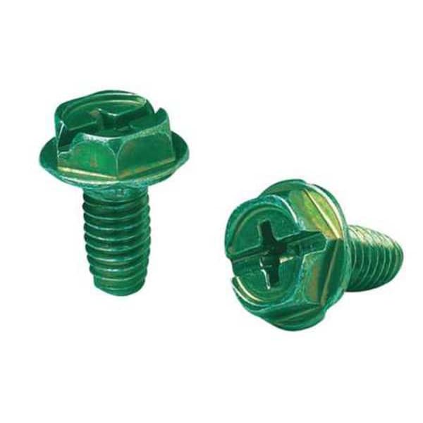 Ground Screw, 10-32, Green, Pk100
