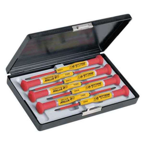 Insulated Precision Screwdriver Set, Slotted/Phillips Tip, Ergonomic Grip, 7-Piece