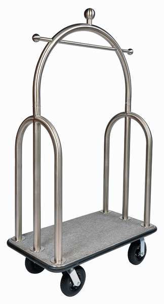 Bellmans Cart, Stainlss, Gray Carpet, 2 In.