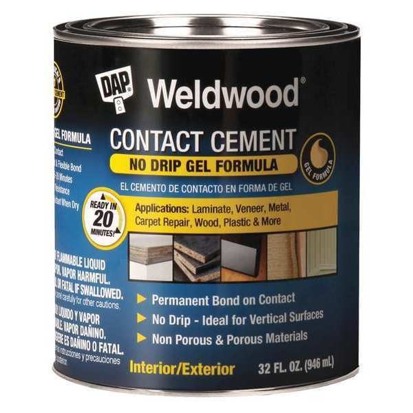 Contact Cement, Weldwood Gel Series, Tan, 1 qt, Can