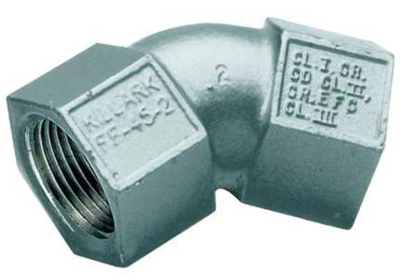 F to F 45Deg Elbow, Haz Loc, 1/2In, Iron