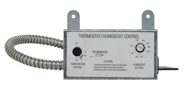 Attic Fan Thermostat/Humidistat, Close on Rise, SPST
