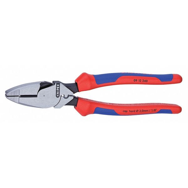 9 1/4 in Linemans Plier High Leverage w/ Fish Tape Puller, Wire Crimper, Steel