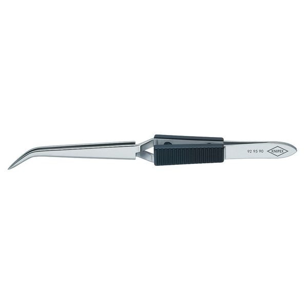 Cross Over Tweezers, Bent, Serrated, 6-1/4