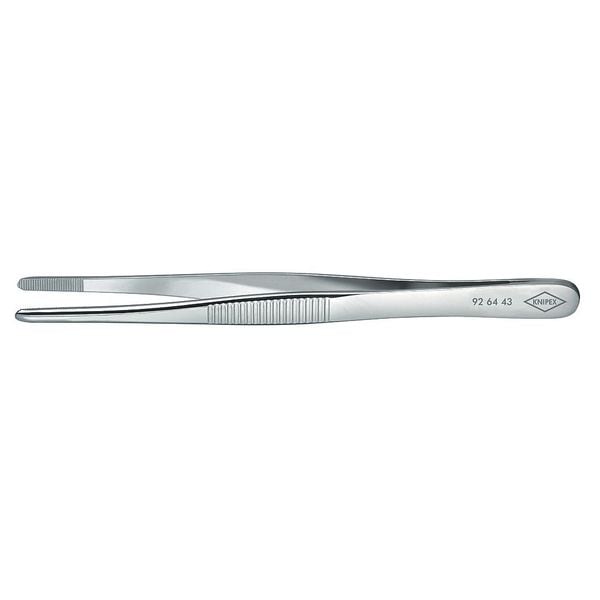 Tweezers, Blunt, Straight, Serrated, 4-3/4