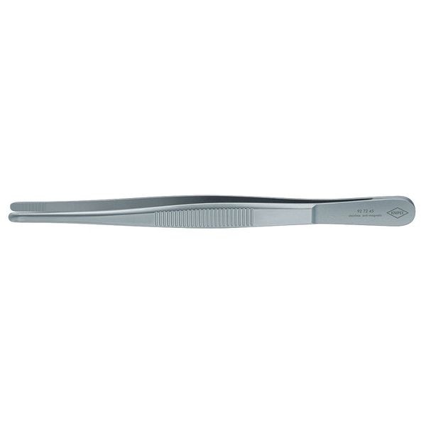 Tweezers, Blunt, Straight, Serrated, 5-3/4