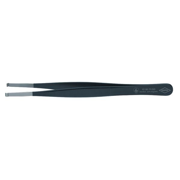 Tweezers, ESD, Straight, 4-3/4 In, SS