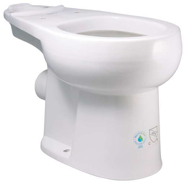 Toilet Bowl, 1.28 gpf, Gravity Fed, Floor with Back Outlet Mount, Round, White