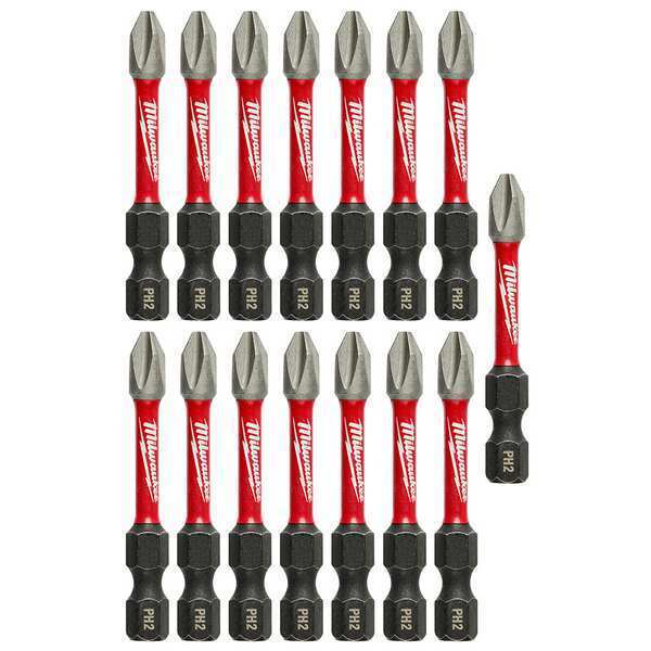 SHOCKWAVE 2 in Phillips #2 Impact Duty Power Bit, 15-Piece Pack